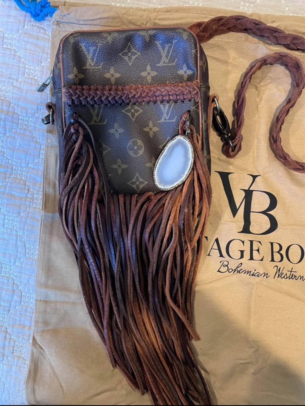 Upcycled Vintage Louis Vuitton Fringe Crossbody
